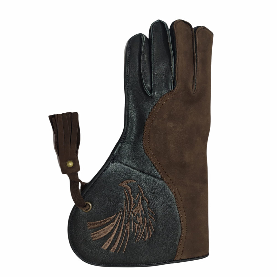 Point Double Layer Genuine Cow Hide Leather Falconry Gloves for Men – Bird Handling Pet Gloves Brown