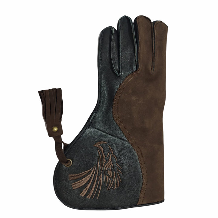 Point Double Layer Genuine Cow Hide Leather Falconry Gloves for Men – Bird Handling Pet Gloves Brown