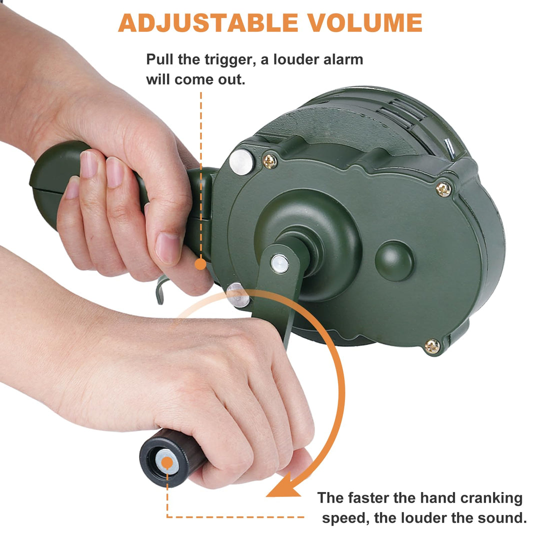 Hand Crank Siren Horn Manual Operated Metal Alarm Handheld Air Raid Siren Portable Loud Manual Siren Emergency Safety (Green)