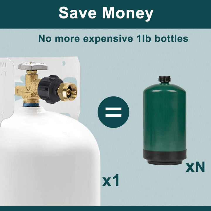 Propane Refill Adapter, Fill 1 Pound Bottles from 20lb Tank, Easy to Use, Solid Brass