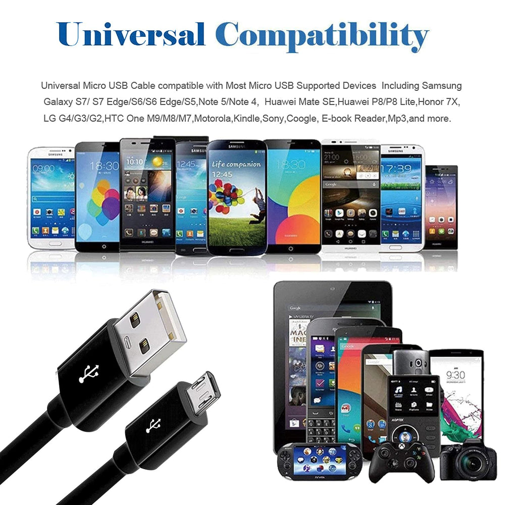 USB A to USB Micro Charging Cable, 4 in 1 Multi Charger Cable Micro USB Splitter Cable 4 Ports Micro USB 2.0 Male-Male Charging Cord Adapter Connectors for Cell Phones and More (Black 1.8M)