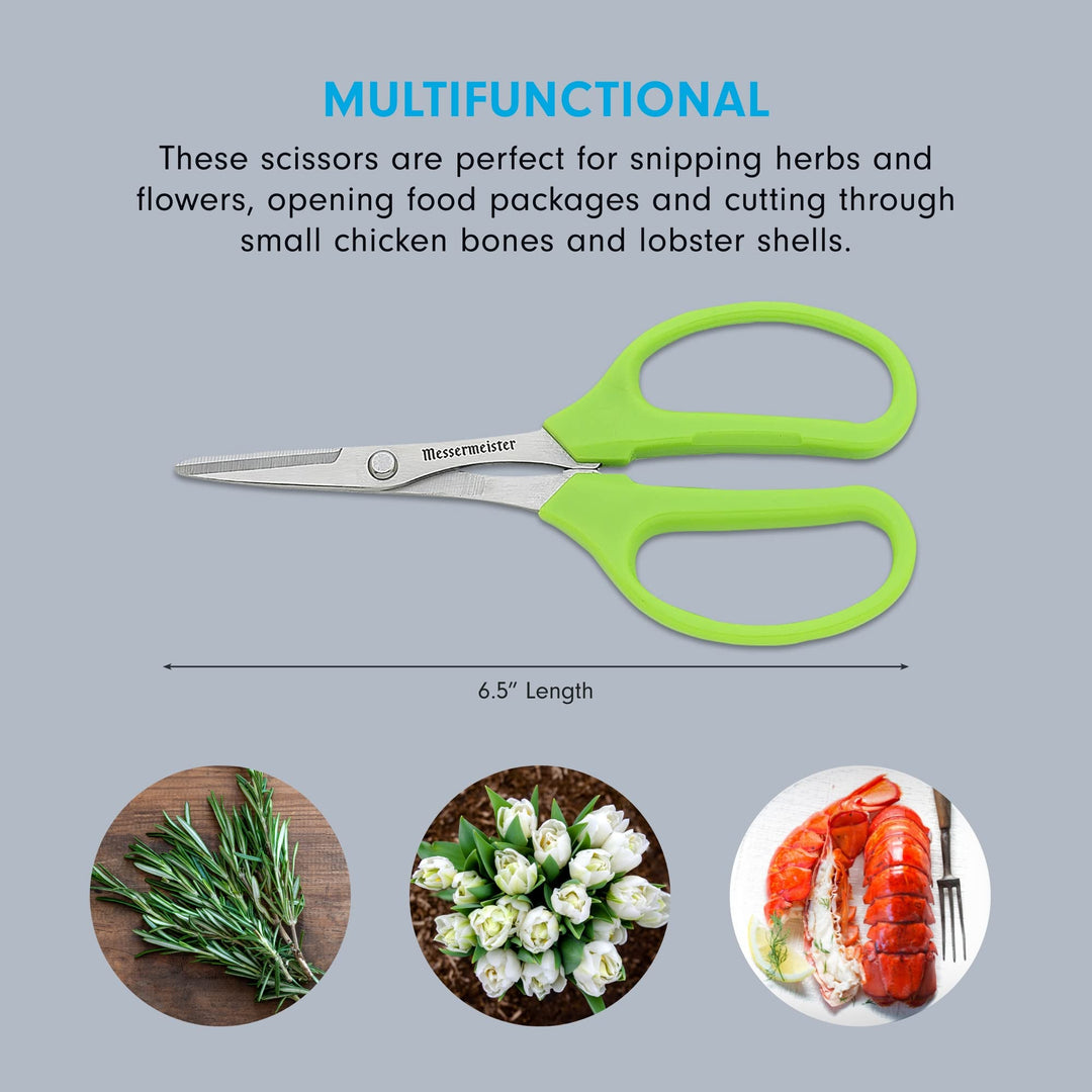 6-Inch Culinary Scissors, Green - All-Purpose Kitchen Scissors - 2Cr13 Stainless Steel &amp; Nylon Slip-Resistant Handles