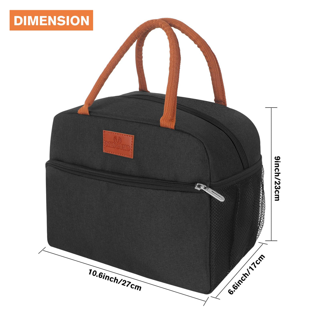 Lunch Bag for Women/Men, Insulated Lunch Box Bag for Women Adult Men, Small Leakproof Lunch Tote Bag, Reusable Lunch Cooler bag Container for Work/Office/Picnic/Travel -Balck