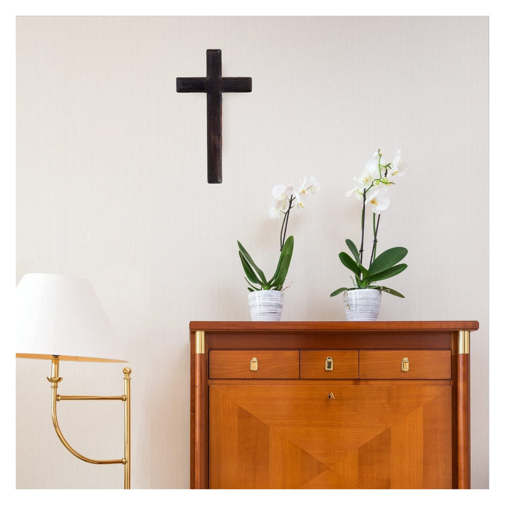 Wall Mounted Crosses Wooden Catholic Crucifix Jesus Christ Wooden Crosses Party Meditation, Religious Home Decor, Christian Wall Cross(Black)