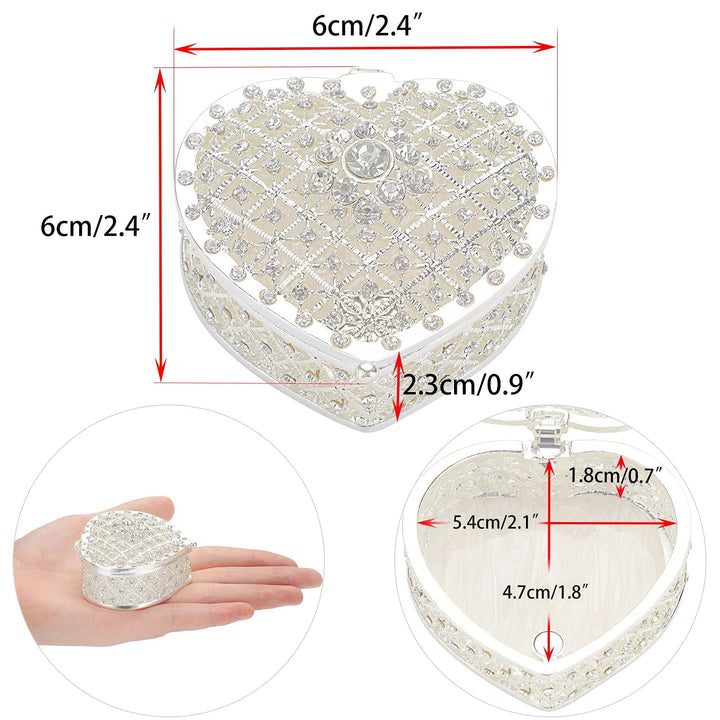 Heart Shape Jewelry Box Wedding Box Keepsake Box Ring Earring Small Trinket Storage Organizer Box for Girls Women Wedding Brithday Gift