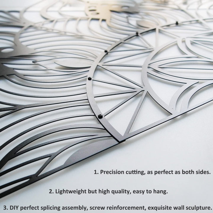 Large Metal Mandala Wall Art, Unique Lotus Flower Wall Decor Artwork, Suitable for Office and Home Indoor and Outdoor Decoration (Black)