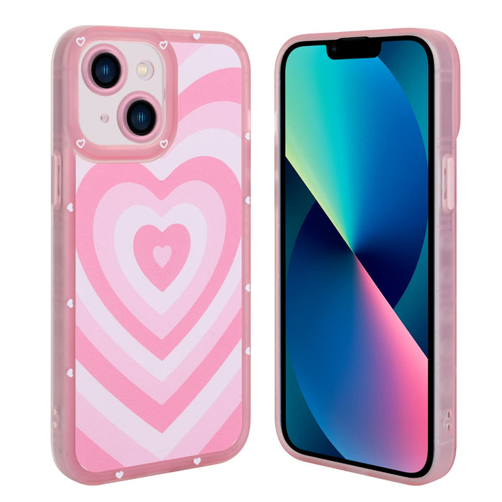 AIGOMARA Compatible with iPhone 13 Case Pink Heart Print Cute Pattern Case for Women Girl Full Camera Protective Soft TPU Shockproof Phone Cover for iPhone 13