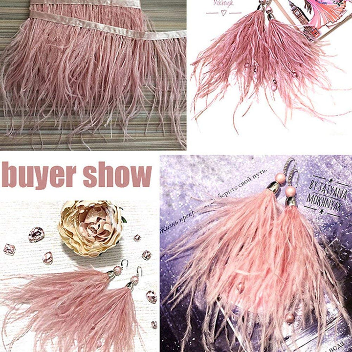 2 Yards Natural &amp; Soft Ostrich Feathers Fringe Trims Ribbon - Used for Dress, Sewing Decoration, Craft Clothing, Boots, Wedding Decoration, DIY, Etc (mistyrose)