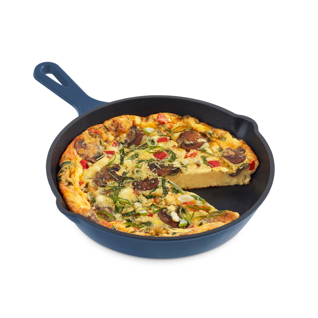 Zakarian by Dash 9.5 Inch Small Nonstick Cast Iron Skillet, Titanium Ceramic Coated Frying Pan, Blue