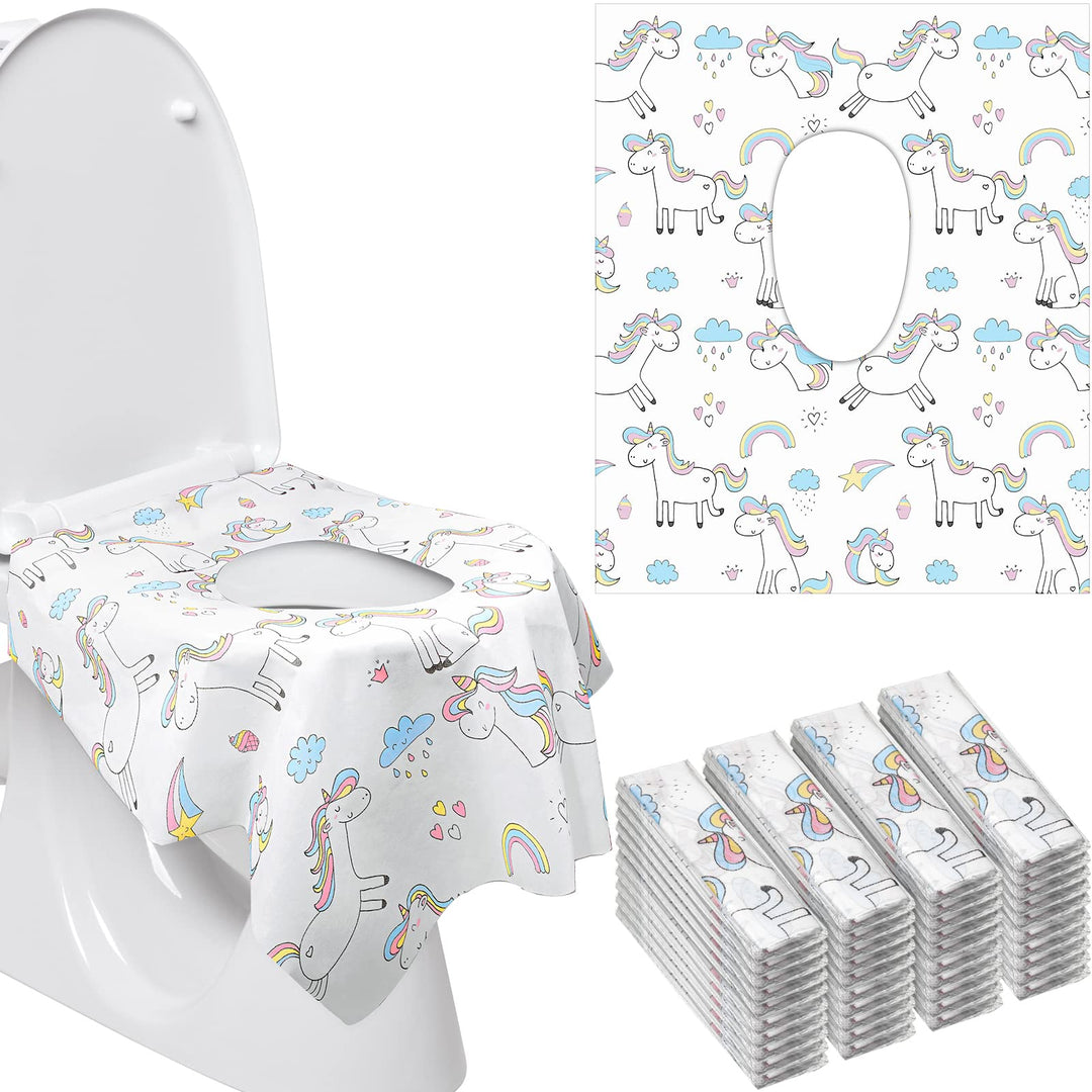 40 Pcs Toilet Seat Covers Disposable for Kid Toddler Extra Large Paper Potty Seat Cover Potty Training Liners Individually Wrapped Portable Toilet Seat Cover for Travel (Unicorn Style)