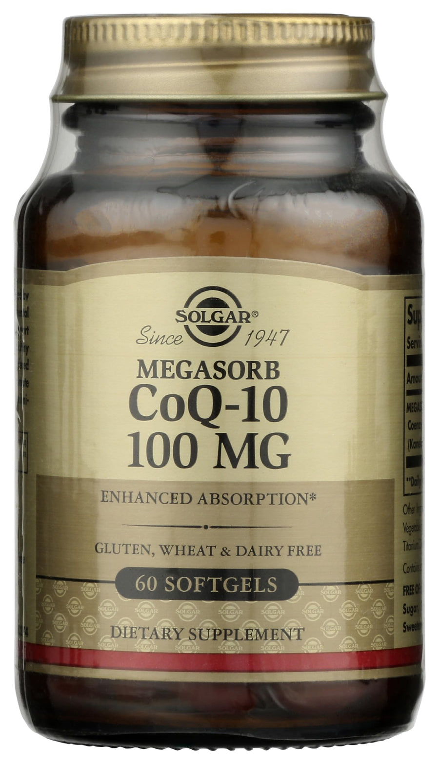 Solgar Megasorb CoQ-10 100 mg, 60 Softgels - Supports Heart Function & Healthy Aging - Coenzyme Q10 Supplement - Enhanced Absorption - Non-GMO, Gluten Free, Dairy Free - 60 Servings