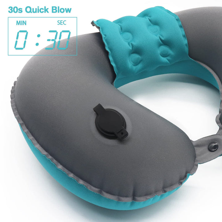 Neck Pillow Travel Neck Pillows Inflatable, Compact Portable Head and Neck Support Pillows in Flight, U Shaped Adjustable Ultralight Compact Neck Support Pillow for Lightweight Support/Rest (Gray)