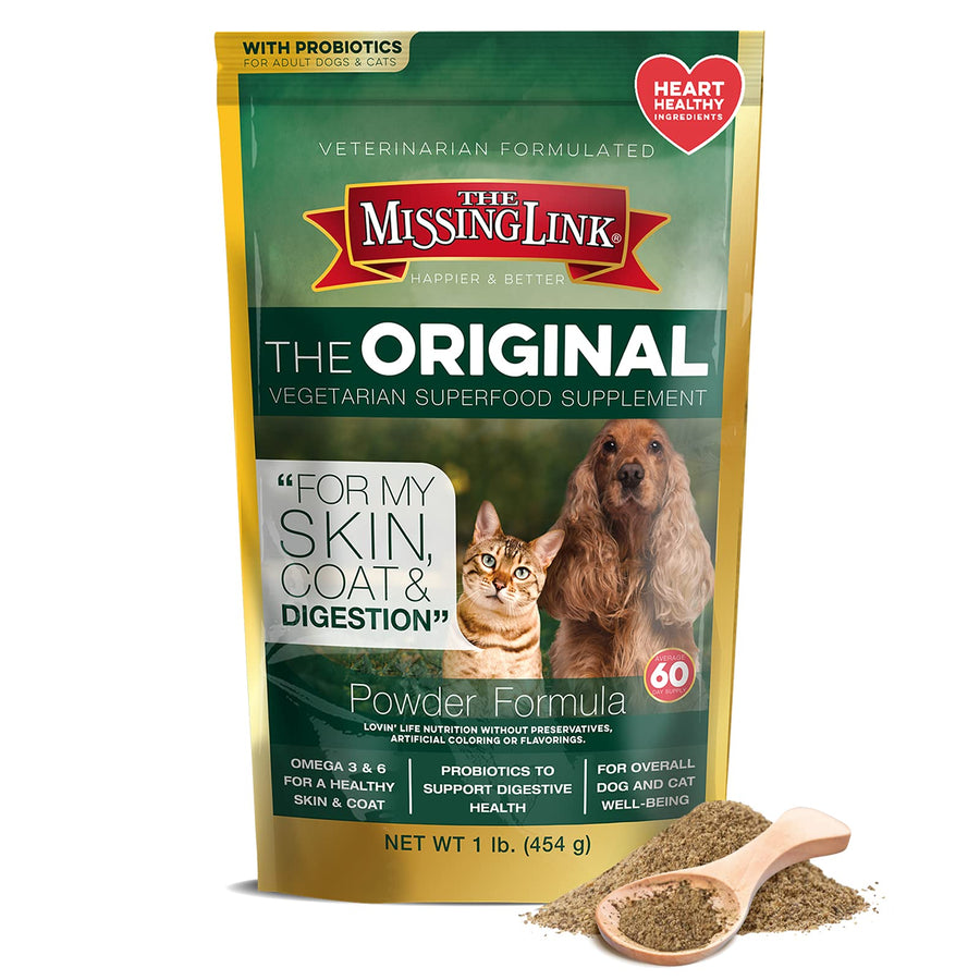 Well-Blend All Natural Vegetarian Omega Superfood Dog & Cat Supplement - Healthy Skin, Coat & Digestion - 1lb