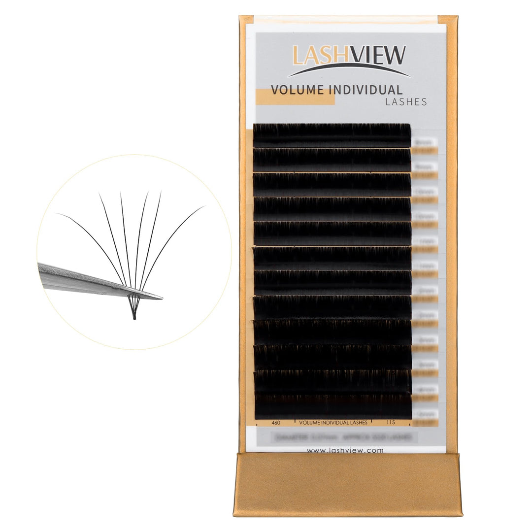 LASHVIEW 0.07 Thickness Silk Individual Lash Extensions Semi-permanent D Curl 12mm Soft Application for Professional Salon Use Pure Korean Silk lashes Volume Faux Eyelash Extensions