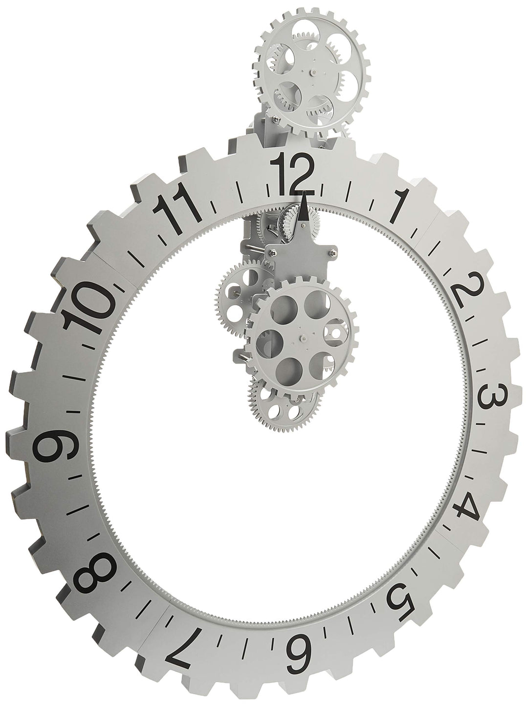 Kikkerland Big Wheel Revolving Wall Clock, Silver