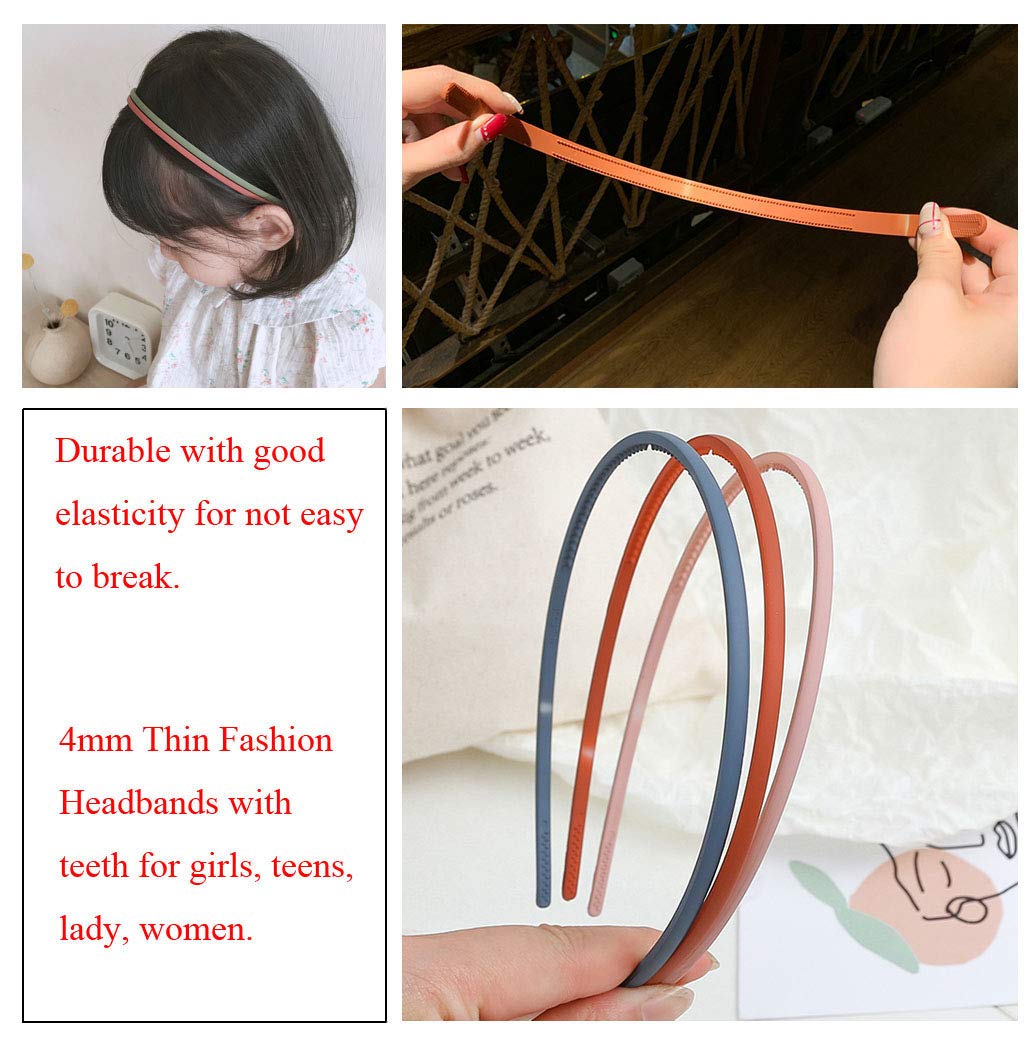 13pcs Thin Headbands for Girls Women 4mm Skinny Plastic Headbands with Teeth Simple Hard Headband For Teen Girls Kids Lady