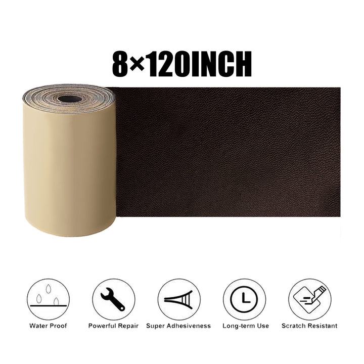 Leather Repair Tape Patch 8x120 Inches, Leather Repair Patch Self Adhesive for Couches, Sofa, Furniture, Vinyl Car Seats, Bags, Jackets First Aid Patch (Black)