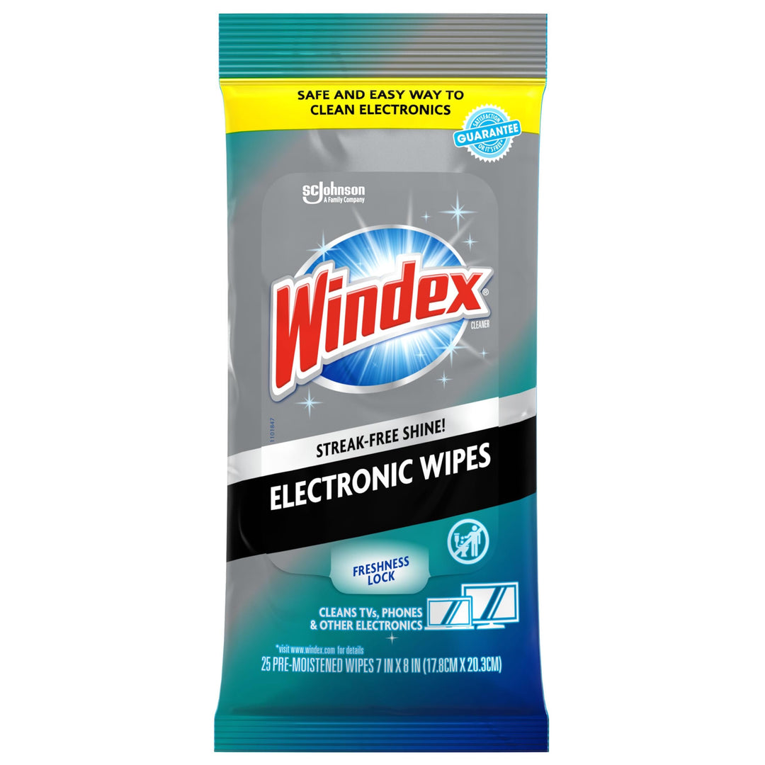 Windex Electronics Wipes, Pre-Moistened, Provides Strea