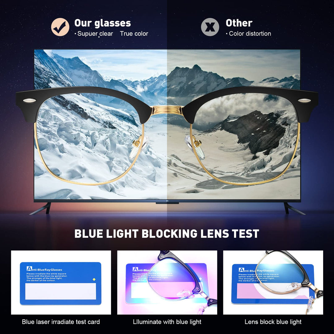 AOMASTE Blue Light Blocking Glasses Vintage Half Frame 