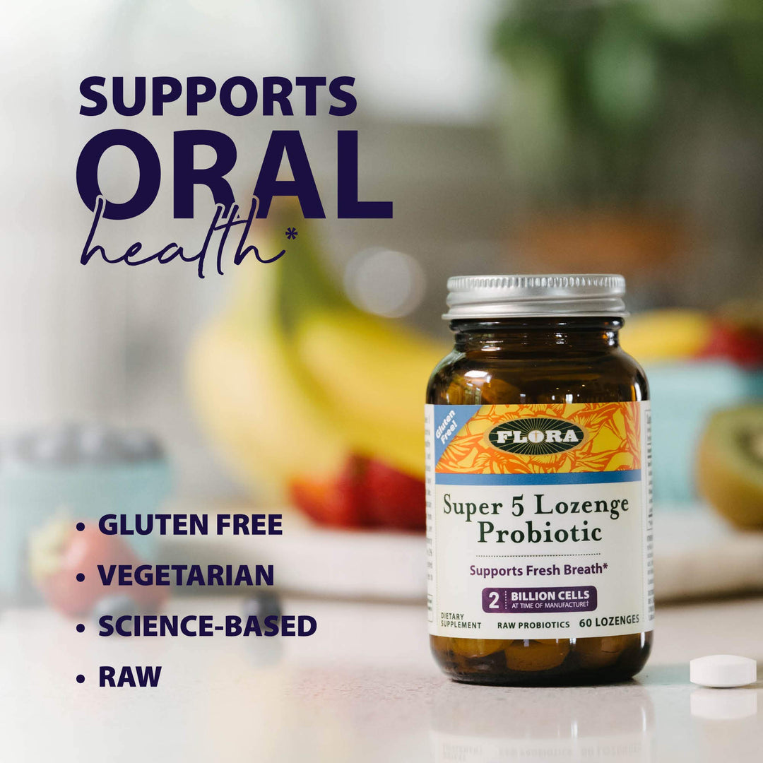 Flora - Super 5 Lozenge Probiotic, Raspberry Flavored O