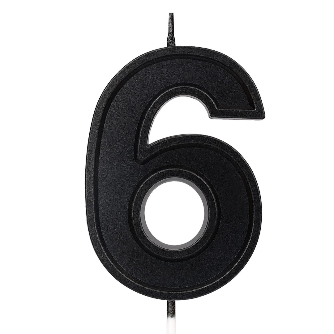 LUTER 7 cm Number of Birthday Candles, Diamond Shape 3D Numbered Birthday Cake Candles Cake Decoration for Wedding, Birthday, Graduation, Party (Black)(6)