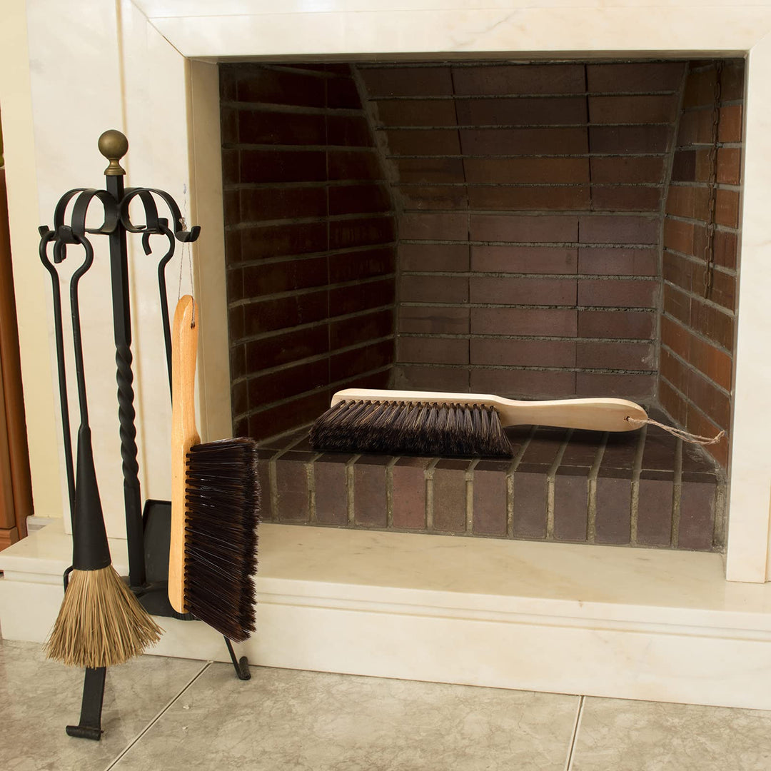 2 Pieces Wooden Bench Brushes, Soft Bristles, Long Wood Handle, Brown