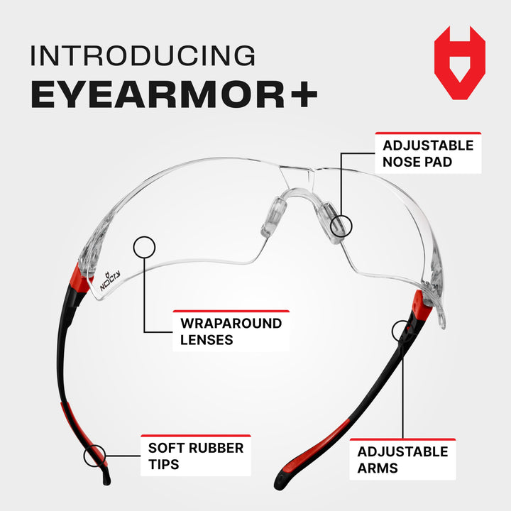 Clear Safety Glasses for Men and Women with Anti-Fog and Scratch Resistant Wrap Around Lenses, Adjustable Temples and Nose Pads — Certified ANSI Z87 Safety Glasses — 100% UV Protective Eyewear
