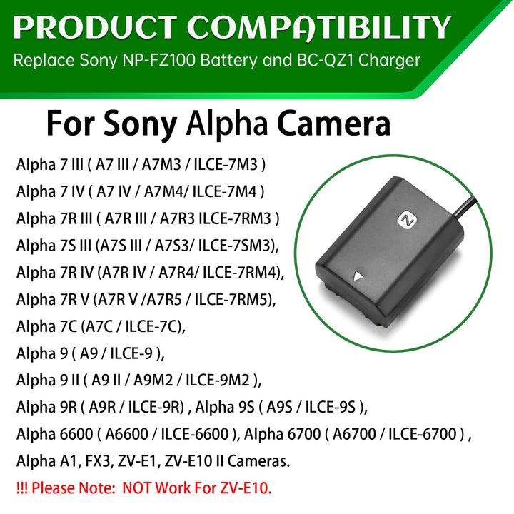 Gonine NP-FZ100 A7III Dummy Battery NPFZ100 Continuous 