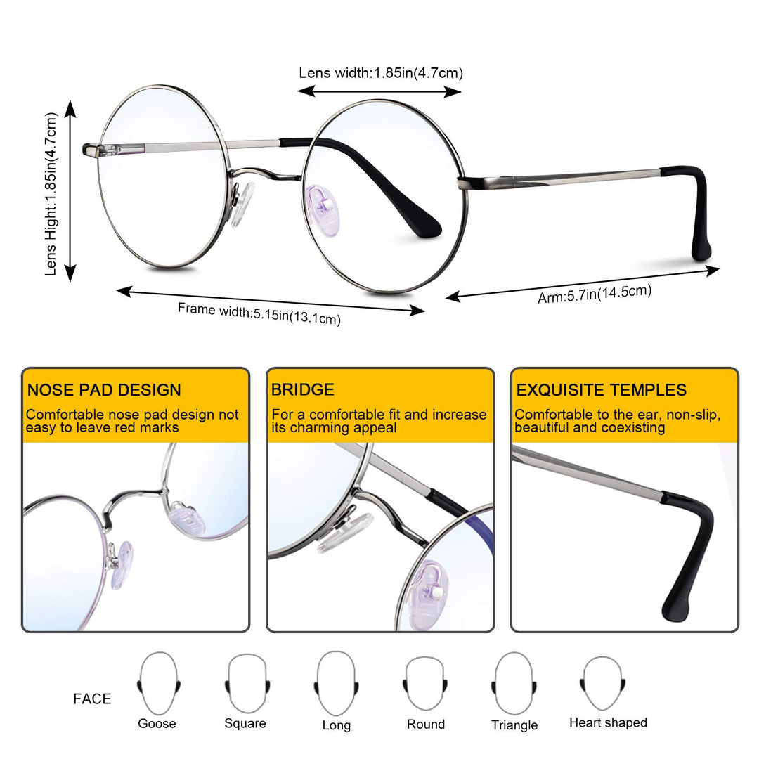 Brigtlaiff Round Blue Light Blocking Glasses for Men Wo