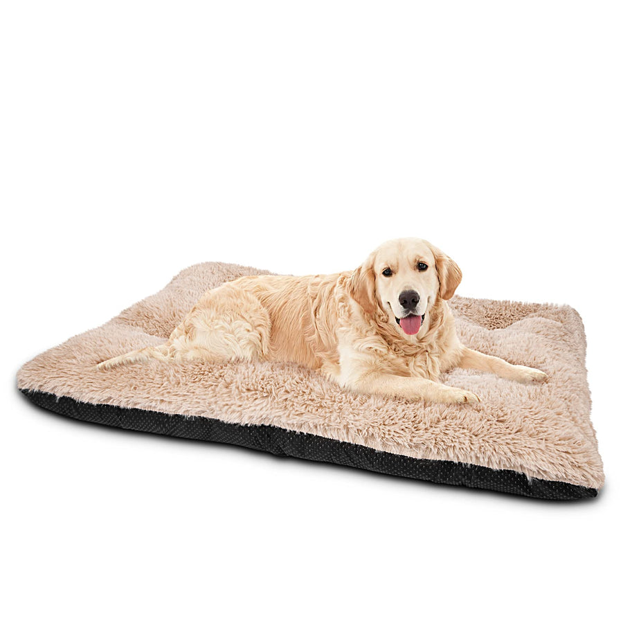 Large Dog Bed Crate Pad, Ultra Soft Calming Dog Crate Bed Washable Anti-Slip Kennel Crate Mat for Extra Large Medium Small Dogs, Dog Mats for Sleeping and Anti Anxiety,40 x 27, Beige