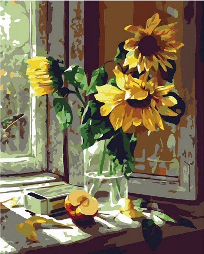 DIY Oil Painting, Paint by Number Kits - Warm Sunflower 16x20 Inch