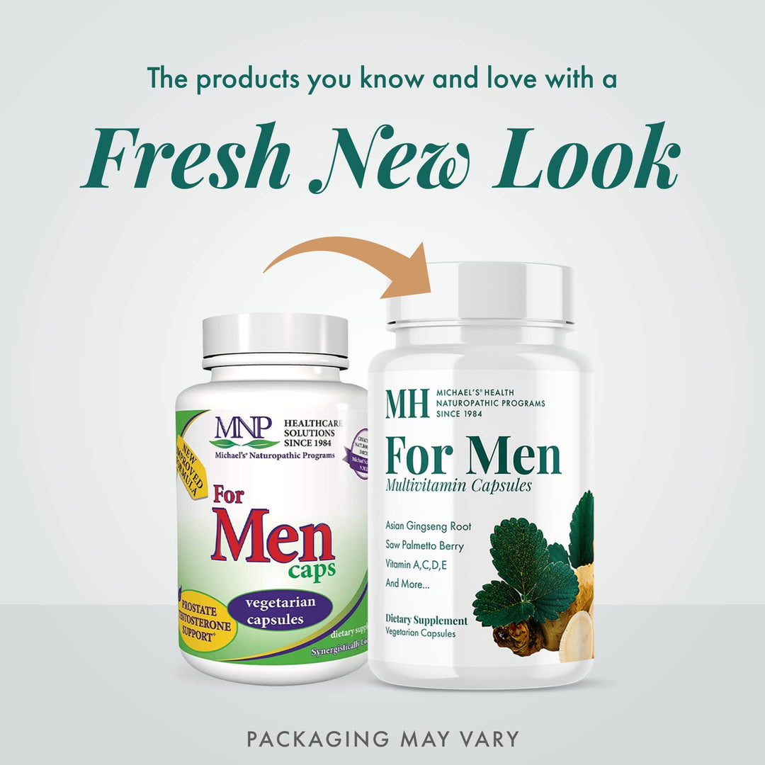MICHAEL&#39;S Naturopathic Programs for Men 90 Vegetarian Capsules Daily Multivitamin Includes Support for Prostate Health with Vitamins A, C, D &amp; E, B Complex Kosher - 30 Servings
