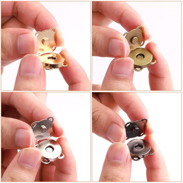 40 Sets 4 Color 14MM 18MM Magnetic Button Sewing Clasps Snaps Fasteners, Sew in Magnetic Plum Blossom Bag Button Snaps for Purses Bags Clothes