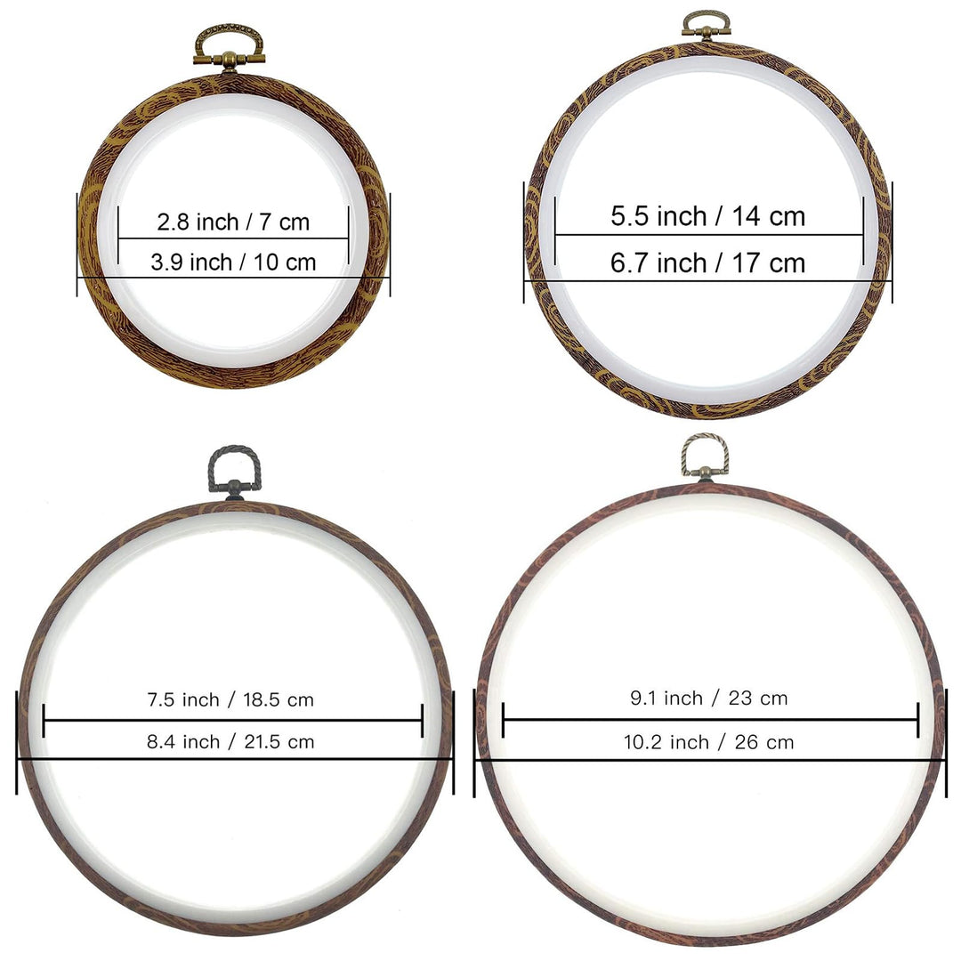 Hand U Journey 3 Pieces 10&#39;&#39; 26cm Rug-Punch Embroidery Ring Cross Stitch No Slip Hoops Set Imitated Wood Display Circle Kits for Art Craft Sewing Embroidery and Hanging