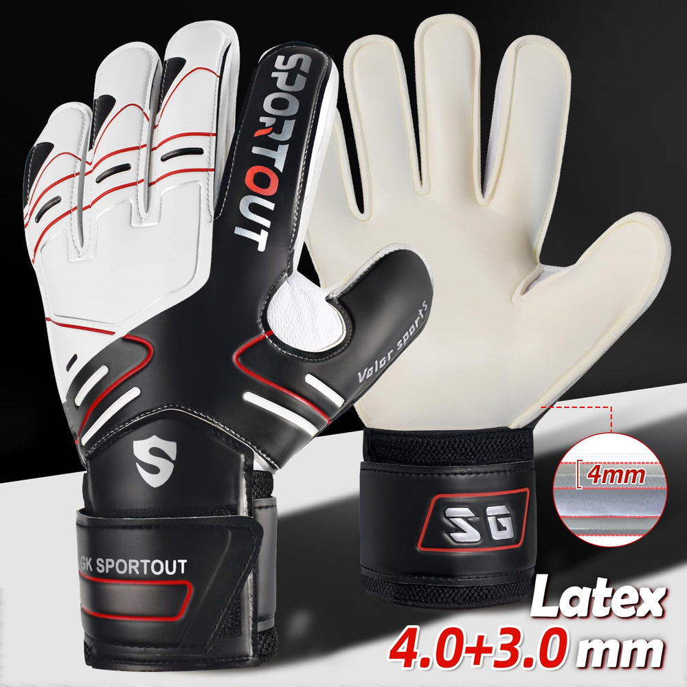 Youth&Adult Goalie Goalkeeper Gloves,Strong Grip for The Toughest Saves, with Finger Spines to Give Splendid Protection to Prevent Injuries,3 Colors (Black, 9)