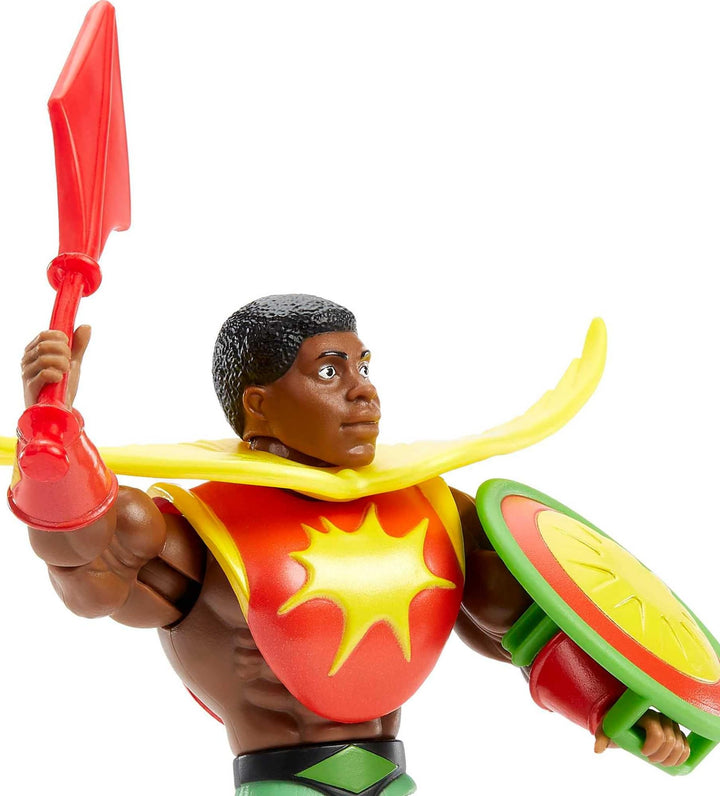 Mattel Origins Action Figure &amp; Accessories Set, Sun-Man Collectible Toy with 16 Posable Joints, 5.5-inch