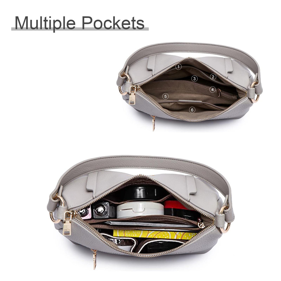 Small Medium Size Crossbody Bag purse for Women,leather Shoulder handbag with Adjustable Strap (991706-BLACK)