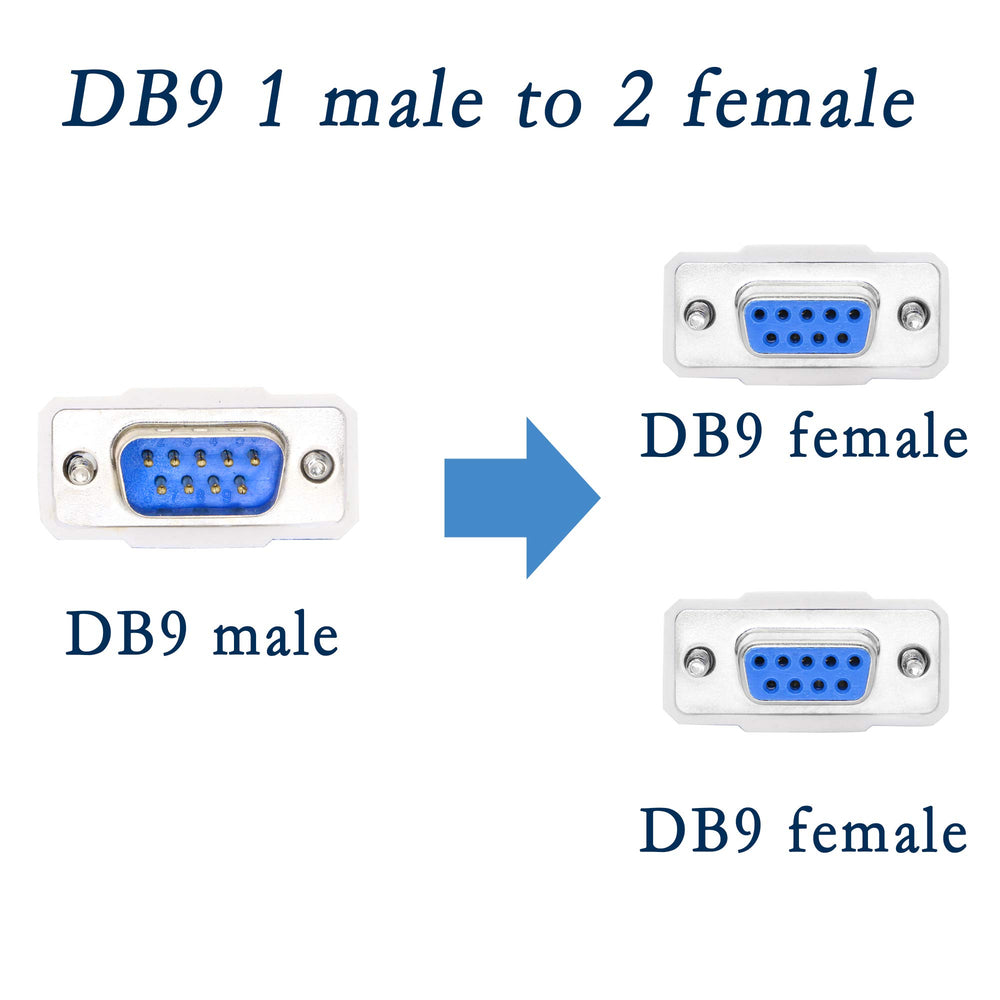 30cm DB9 Y Splitter Cable DB9 9 Pin 1 Male to 2 Female Rs232 Serial Splitter Adapter Straight-Through Cable YOUCHENG for Connect Various Serial Interface Devices