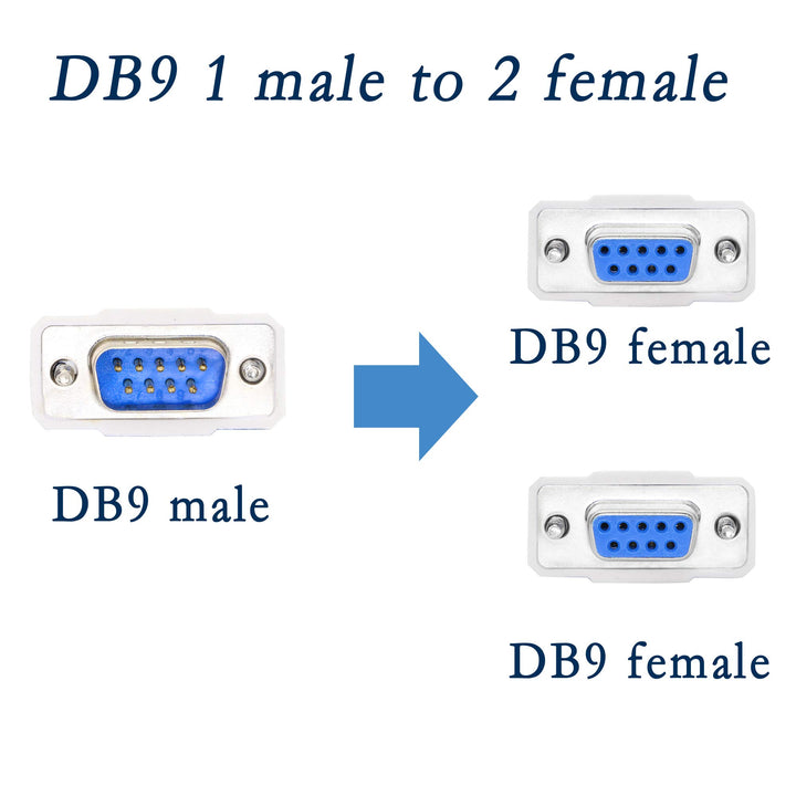 30cm DB9 Y Splitter Cable DB9 9 Pin 1 Male to 2 Female Rs232 Serial Splitter Adapter Straight-Through Cable YOUCHENG for Connect Various Serial Interface Devices