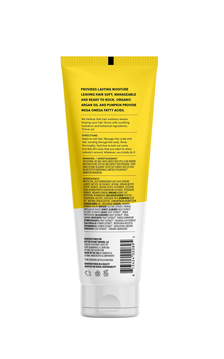 Acure Ultra Hydrating Shampoo 100% Vegan, Ultra Hydrating Moisture & Omega Fatty Acids, , Yellow Argan Oil & Pumpkin, 8 Fl Oz