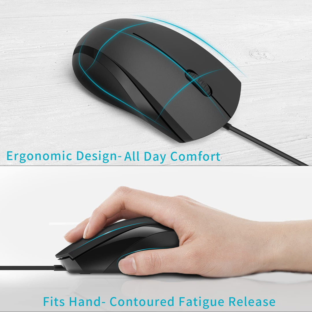 Rapoo Silent Wired Mouse, 1000 DPI 5ft Cord Quiet Butto