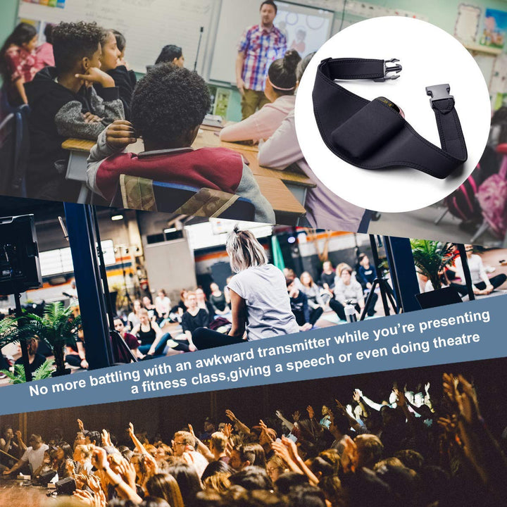 2 Pack Mic Belt - Microphone Belt with Innovative Rubber Band Lock - Improved Adjustability Comfortability Durability For Fitness Instructors, Fitness Class,Public Speaking,Theatre