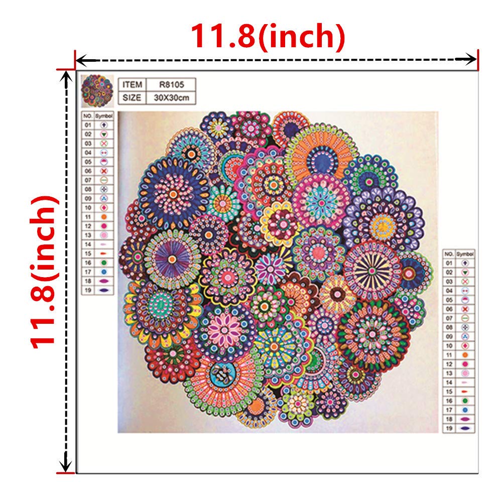 Diamond Painting DIY 5D Special Shape Rhinestone, Mandala Flower, Partial Diamond Crystal Diamond Painting Mandala Set