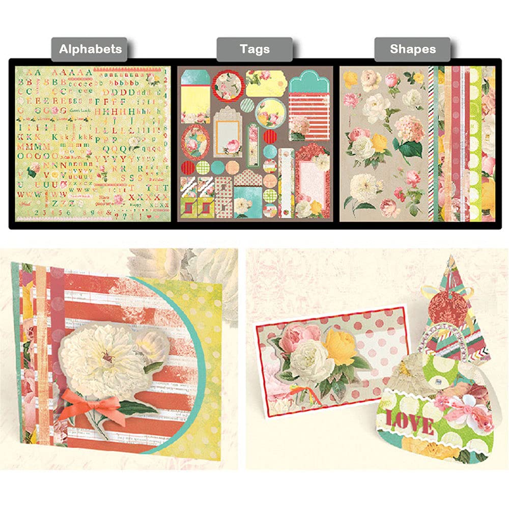 Vintage Scrapbooking Paper Pad 12”x12” 27 sheets Decorative Origami Scrapbook Paper Pack Journaling Paper Supplies Patterned Cardstock for Craft Gift Wrapping Photo Album (PS019, 12 x 12)