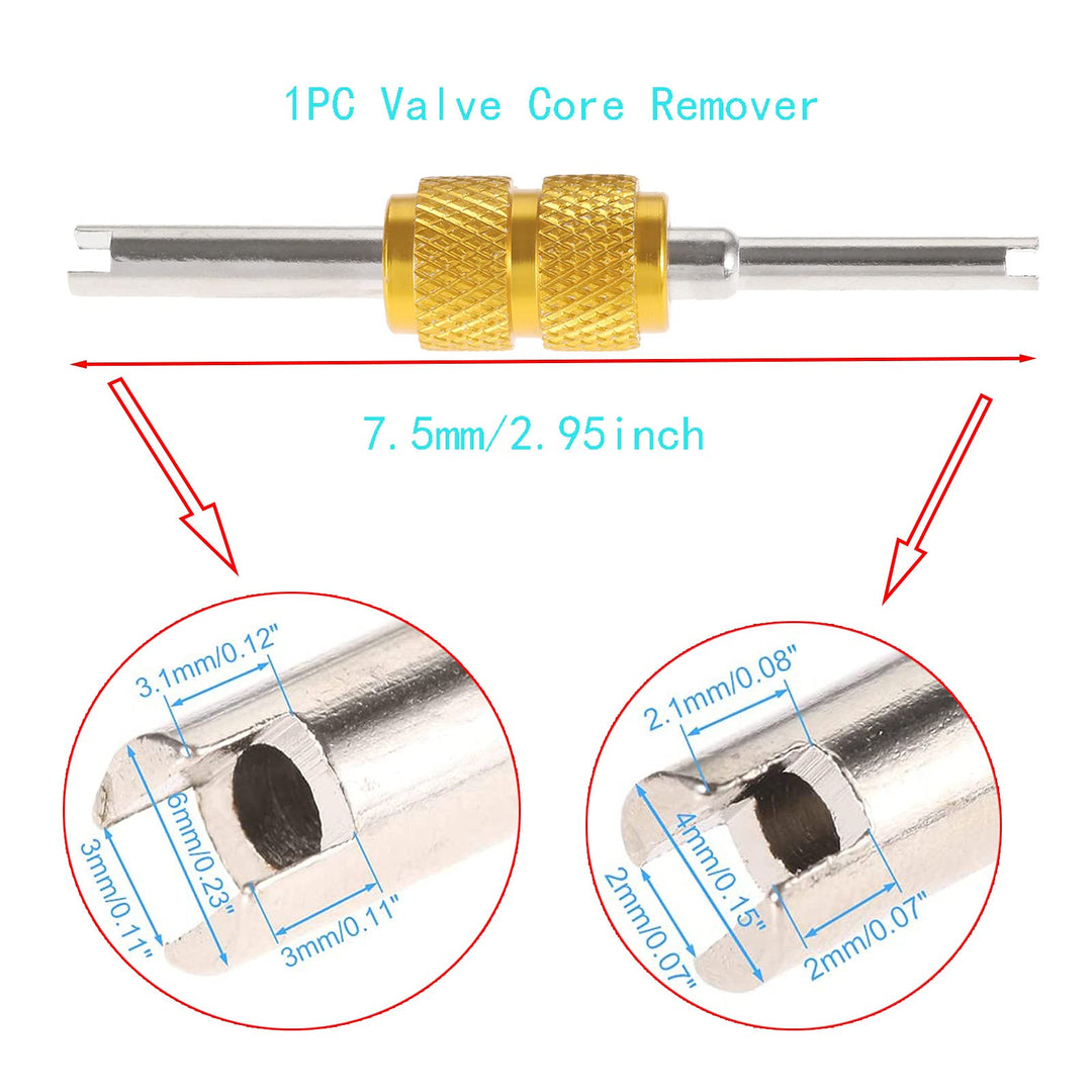 46PCS Air Conditioning Valve Core Kit,R134a R22 R410 Remover Tool Assortment Kit,Refrigeration Valve Core, Hose Gaskets, Valve, Valve Core Remover Installer