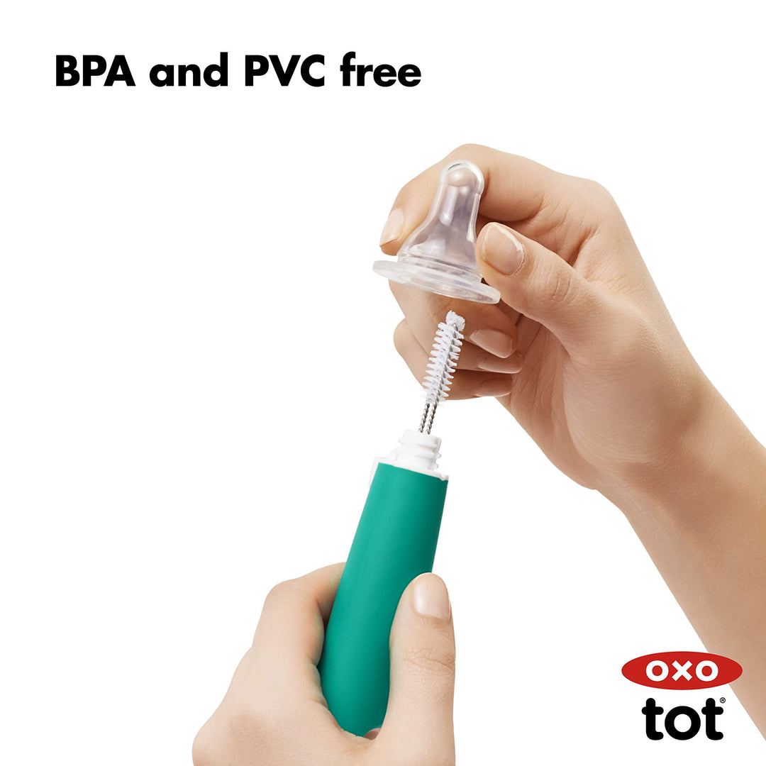 Tot Bottle Brush with Nipple Cleaner and Stand - Teal, 1 Count (Pack of 1)