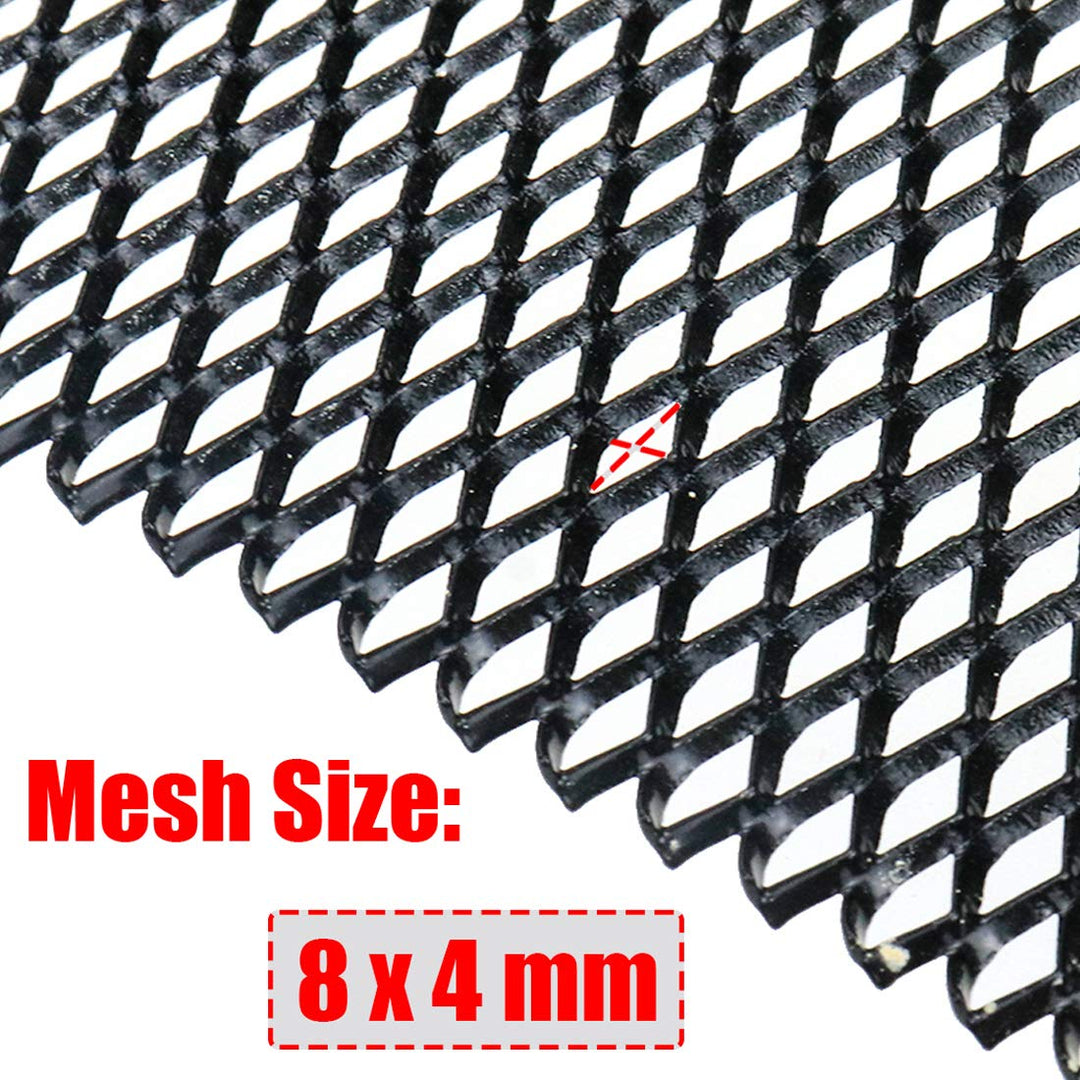 40 x 13 inch Car Grill Mesh Sheet, Black Painted Aluminum Alloy Multifunctional Grille Mesh Roll, 4 x 8 mm Rhombic-Shape Grids