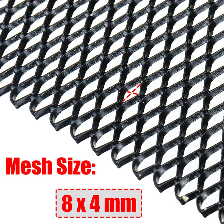 40 x 13 inch Car Grill Mesh Sheet, Black Painted Aluminum Alloy Multifunctional Grille Mesh Roll, 4 x 8 mm Rhombic-Shape Grids