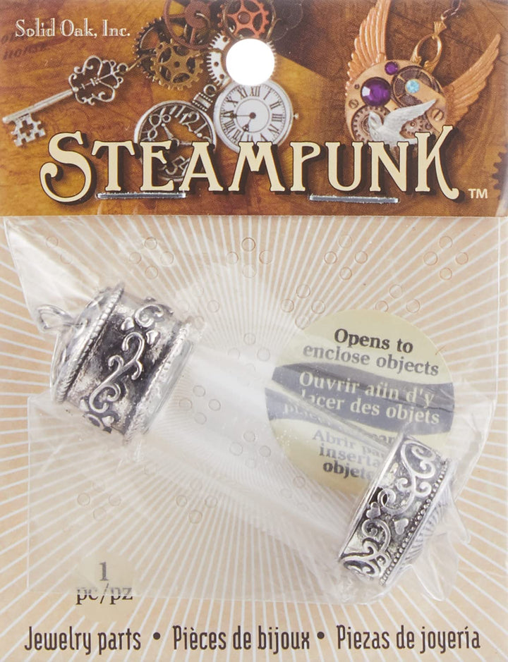 Steampunk Glass Pendant 1/Pkg-Large Vial, Silver
