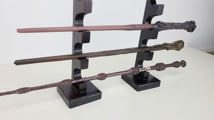 Wizard Wand Stand Display - 6 Tiered Wood Magic Wand Holder for Table Display, Holds Six Wands